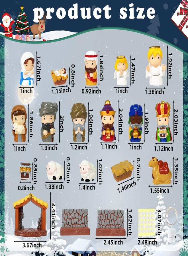 Pamonrueer 19 Pcs Christmas Little Nativity Set Christmas Nativity Scene Resin Hand-Painted Nativity Set Figurines for Party Decorations Tabletop - Image 2